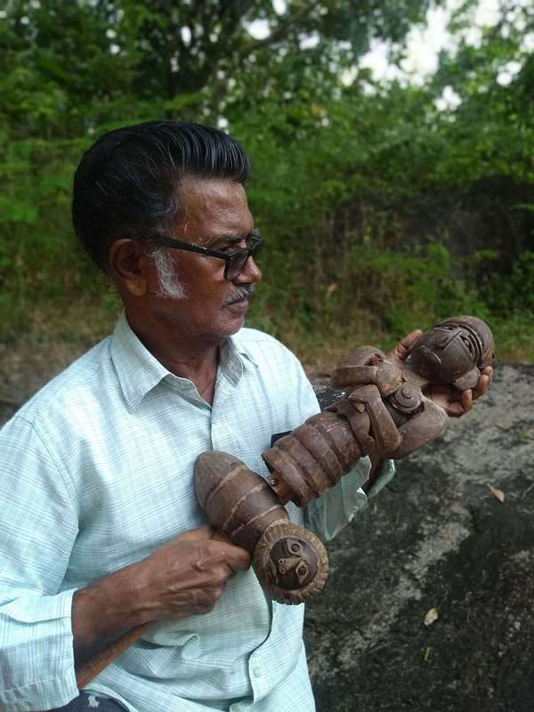 Calcutta Kali by coconut shell artist Venkatraman Bhat